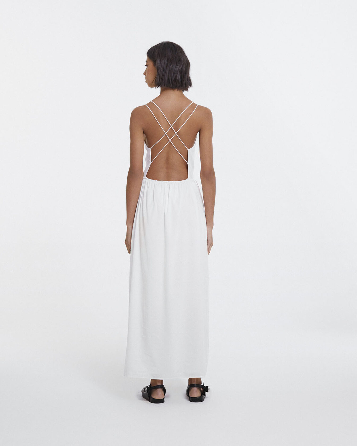 Robe longue été écrue à fines bretelles, OFF WHITE, hi-res image number null