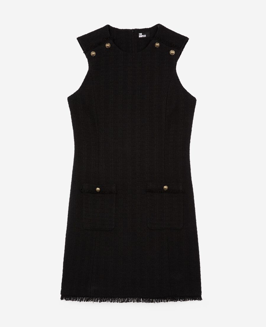 The Kooples DAMEN BLACK kurzes kleid aus schwarzem tweed