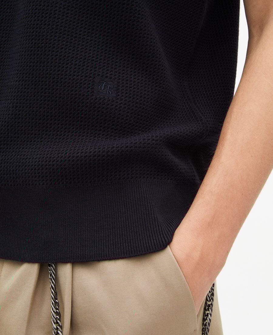 The Kooples HERREN DARK NAVY pullover mit polokragen und rei&szlig;verschluss in marine