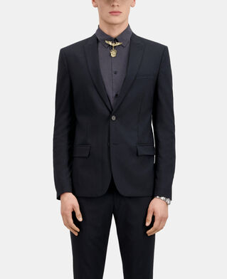 The Kooples HOMME DARK NAVY veste de costume prince galles en laine bleu marine