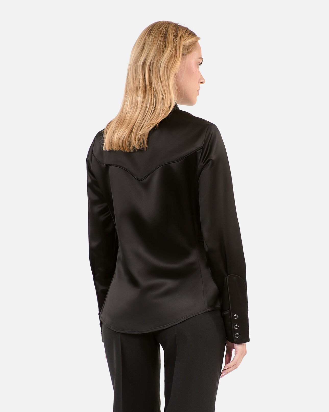 The Kooples FEMME BLACK chemise satinée style western noire