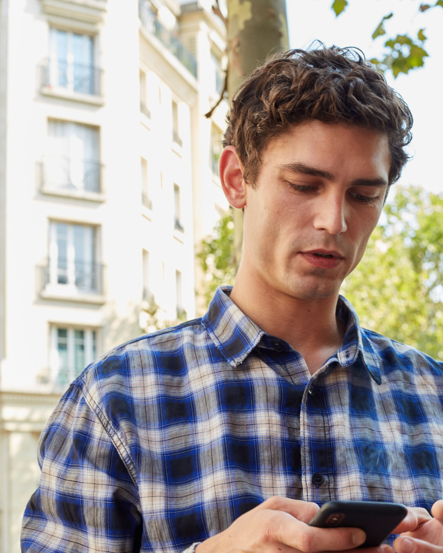 Plaid shirt, BLUE, hi-res image number null