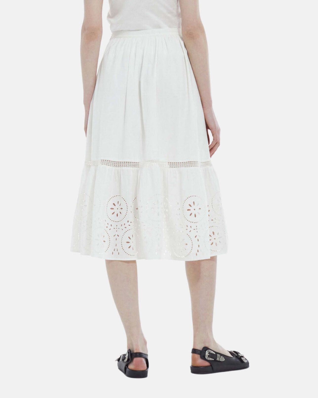 The Kooples F WHITE long openwork white lace skirt
