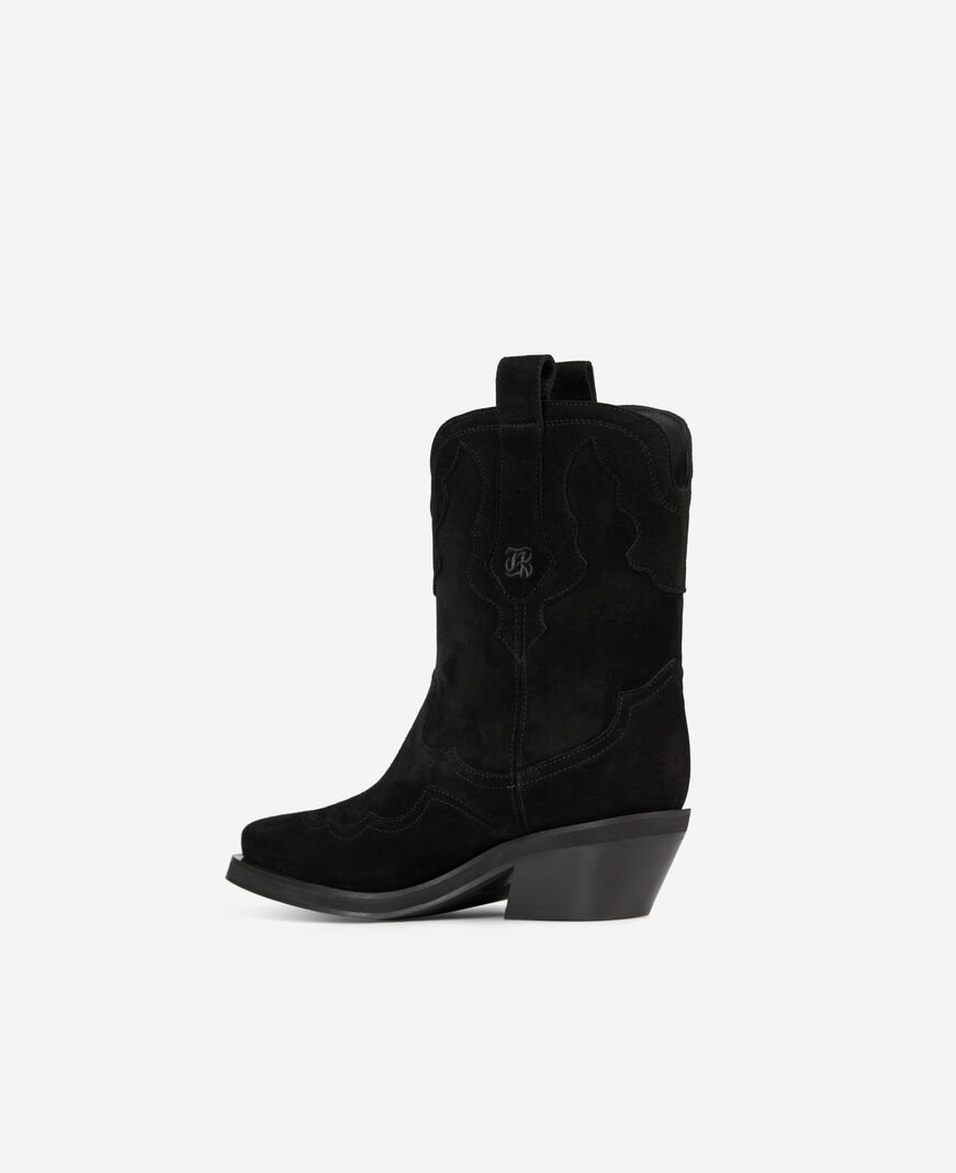 The Kooples WOMEN BLACK black suede western boots