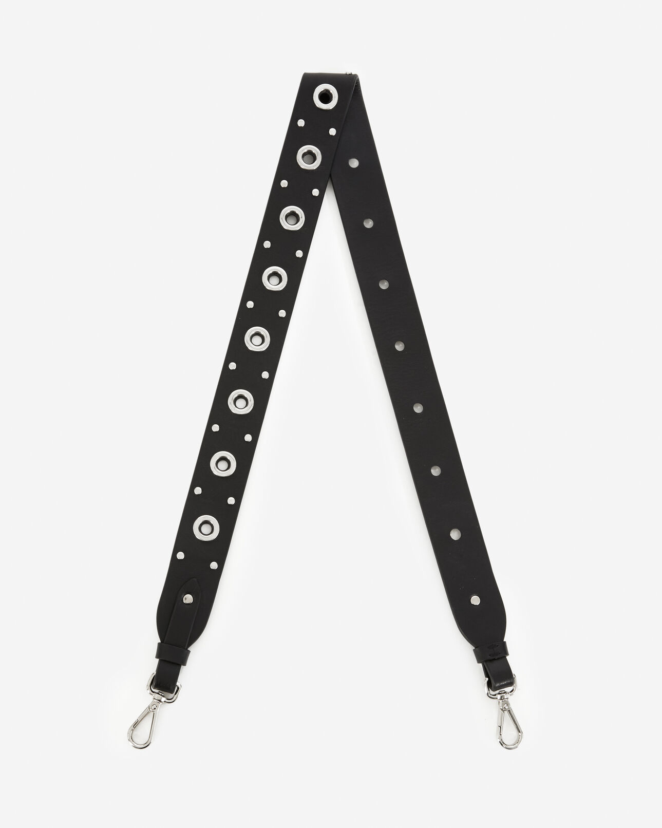 The Kooples WOMEN BLACK / SILVER black leather handle with silver eyelets