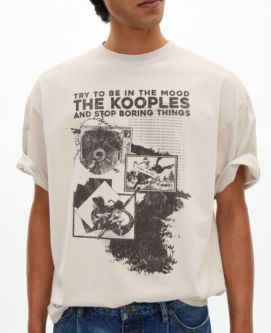 The Kooples MEN LIGHT GREY t-shirt with grey screen print