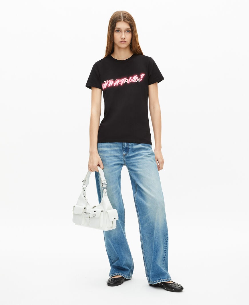 The Kooples DAMEN BLACK was is ein schwarzes t-shirt mit neoneffekt