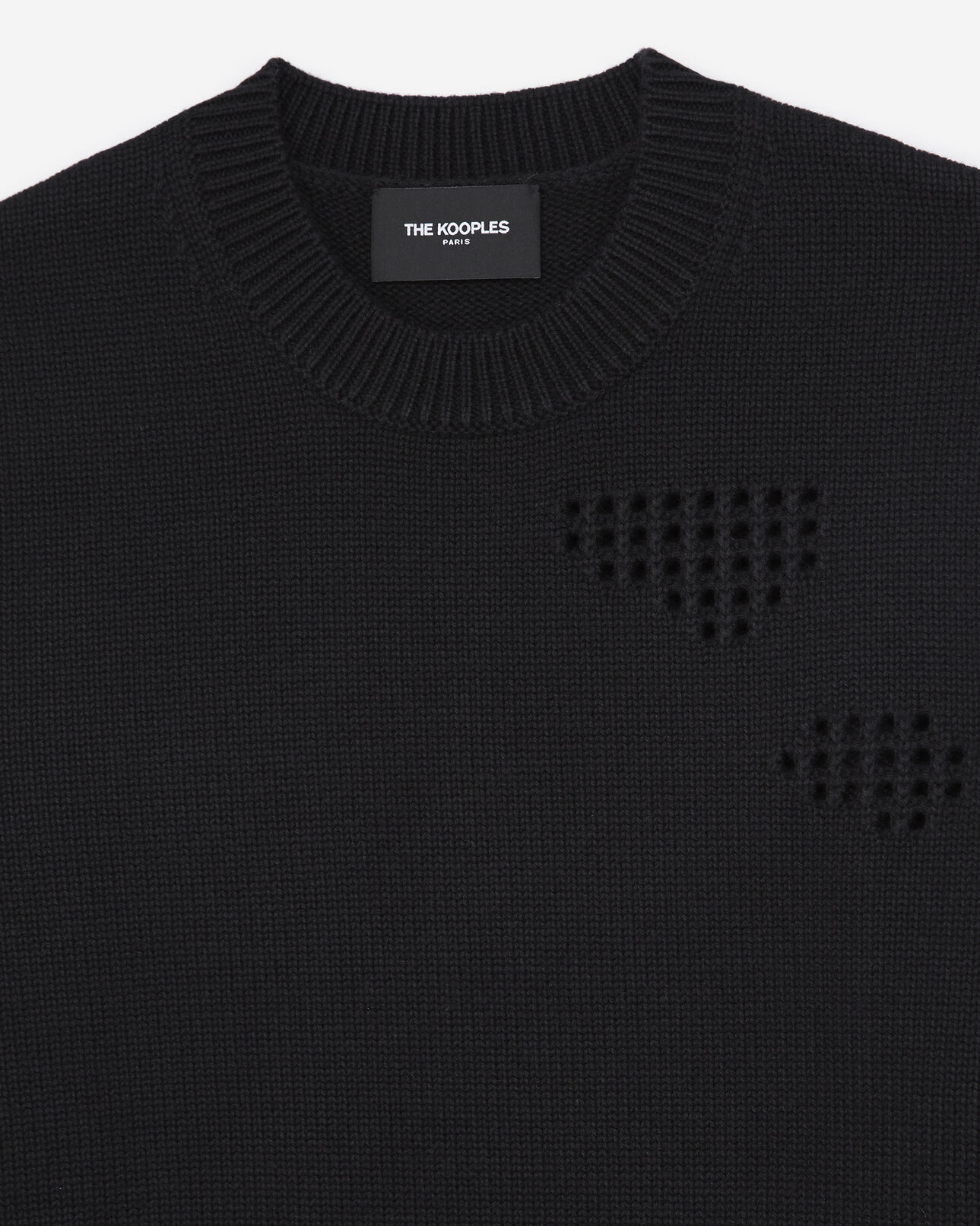 The Kooples MEN BLACK black sweater in wool blend with detail