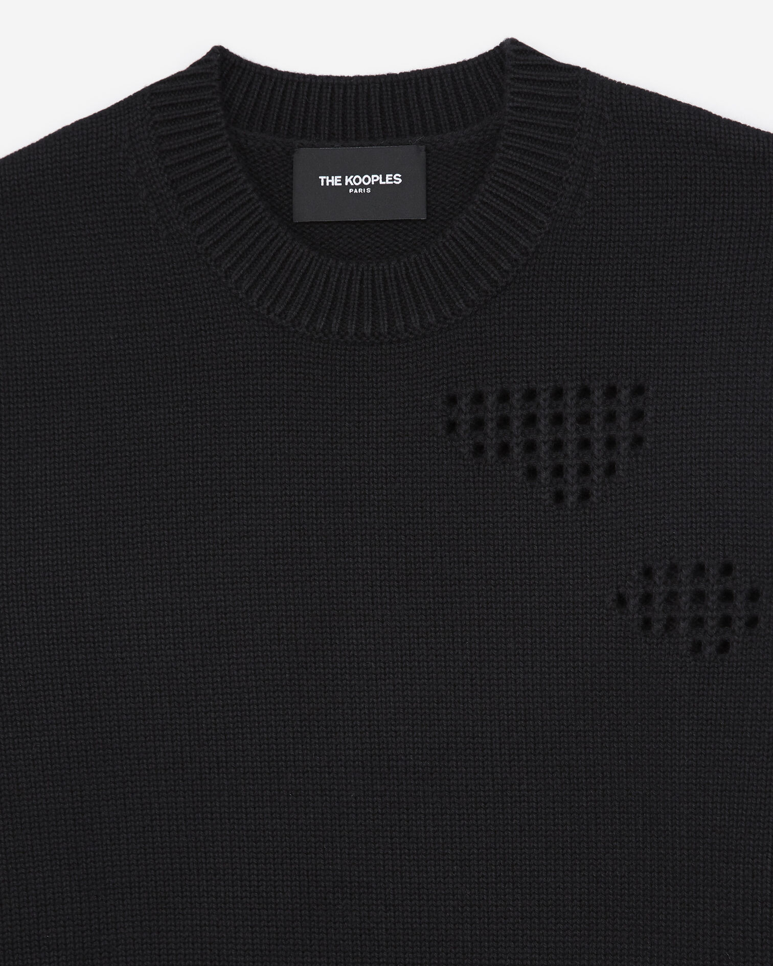 Black sweater in wool blend with detail, BLACK, hi-res image number null