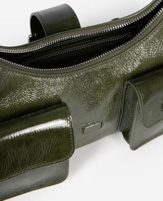 The Kooples FEMME OLIVE sac amelia en cuir craquelé vert