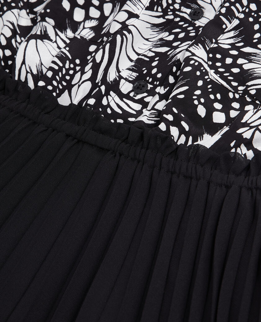 The Kooples FEMME BLACK WHITE robe courte plissée imprimée