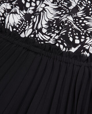 The Kooples FEMME BLACK WHITE robe courte plissée imprimée