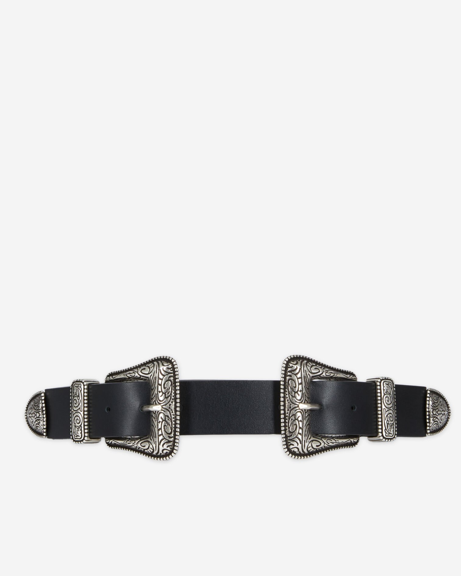 Wide black leather belt, BLACK, hi-res image number null