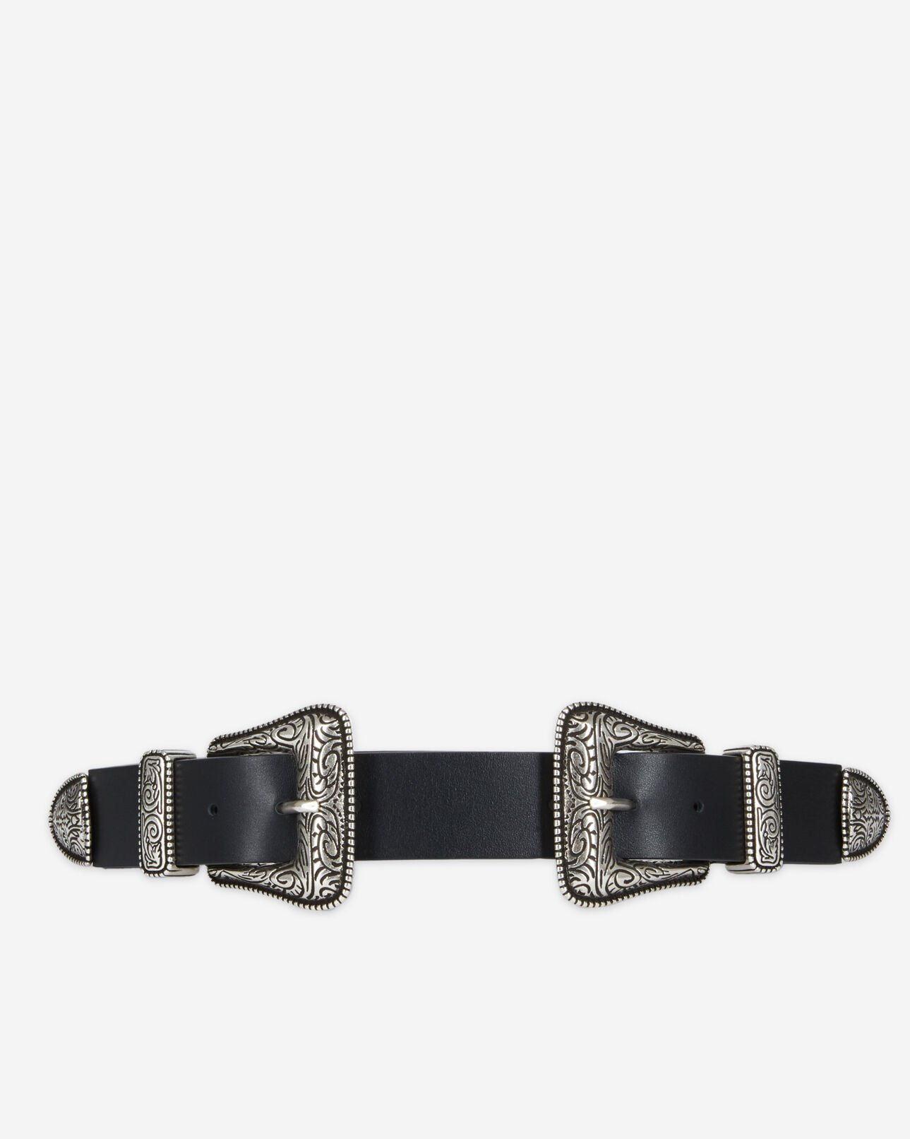 The Kooples DAMEN BLACK schwarzer breiter ledergürtel