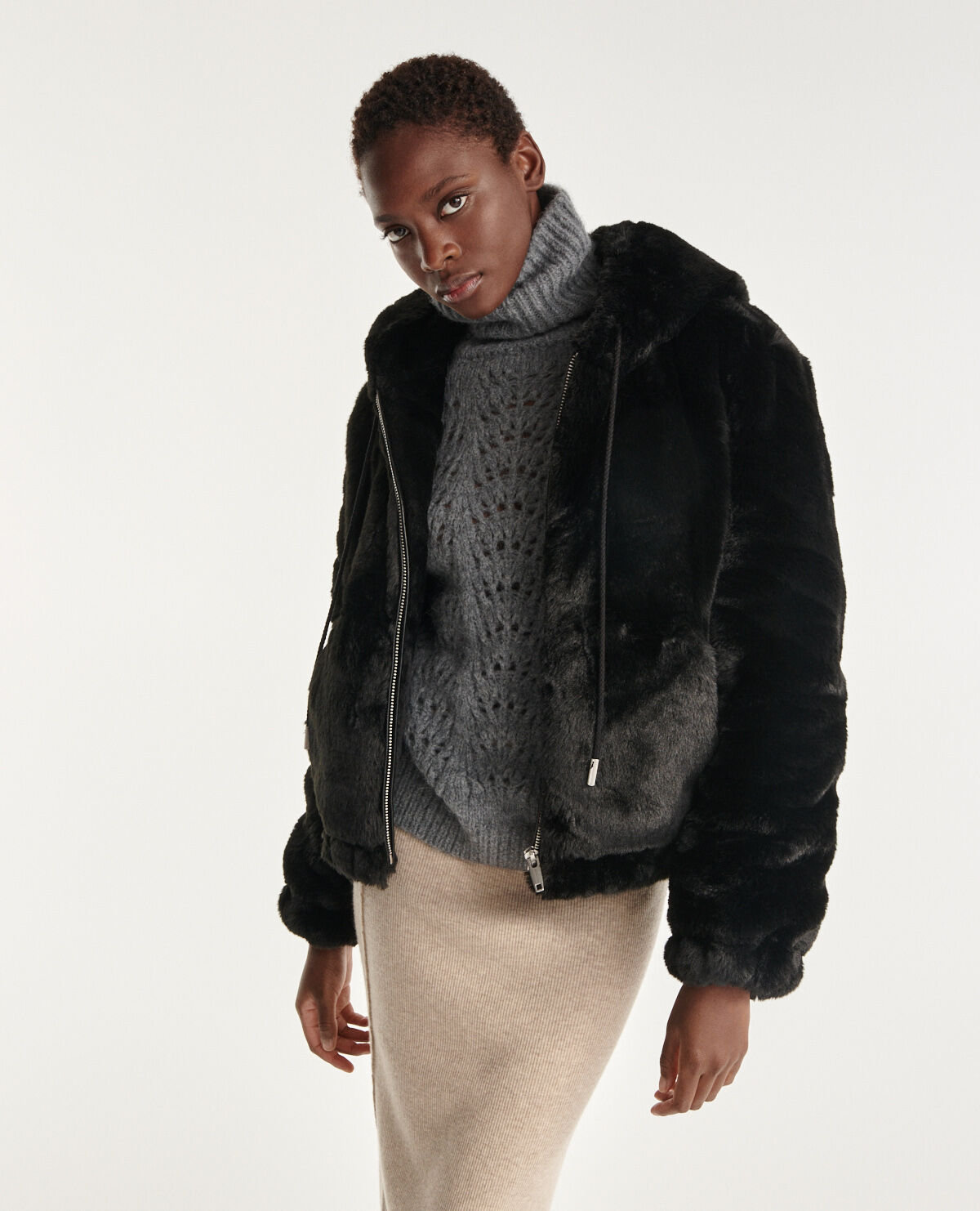 Kooples faux fur jacket sale