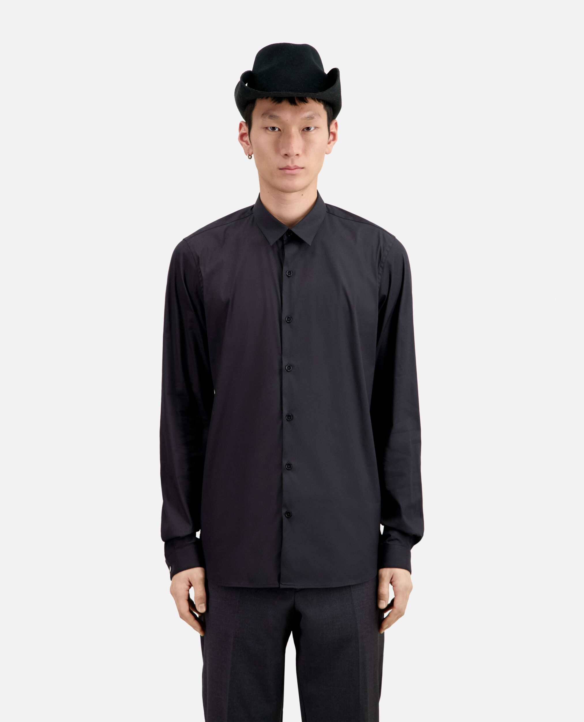 Camisa negra popelina, BLACK, hi-res image number null