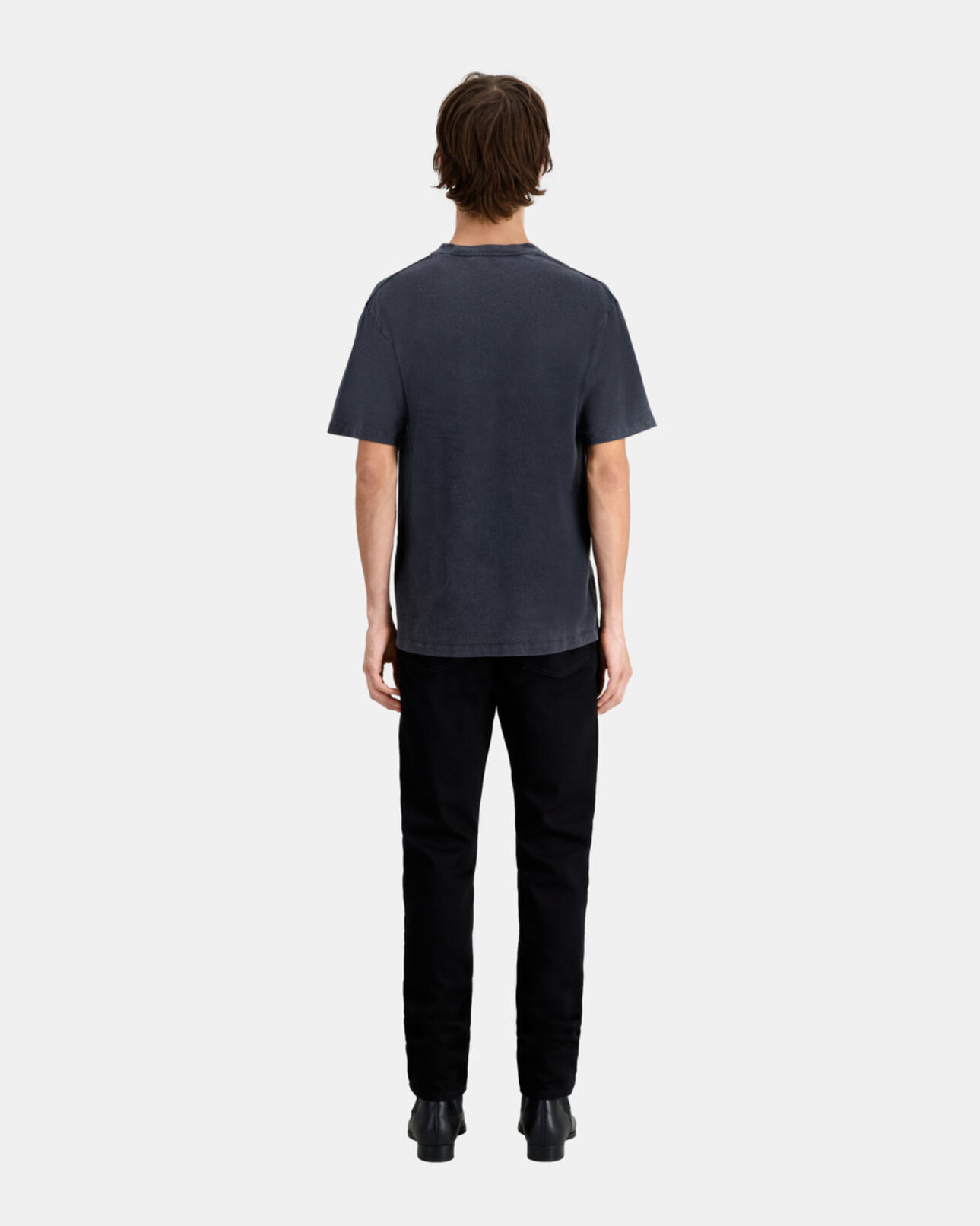 The Kooples HERREN BLACK WASHED schwarzes t-shirt herren mit racing-skull-siebdruck