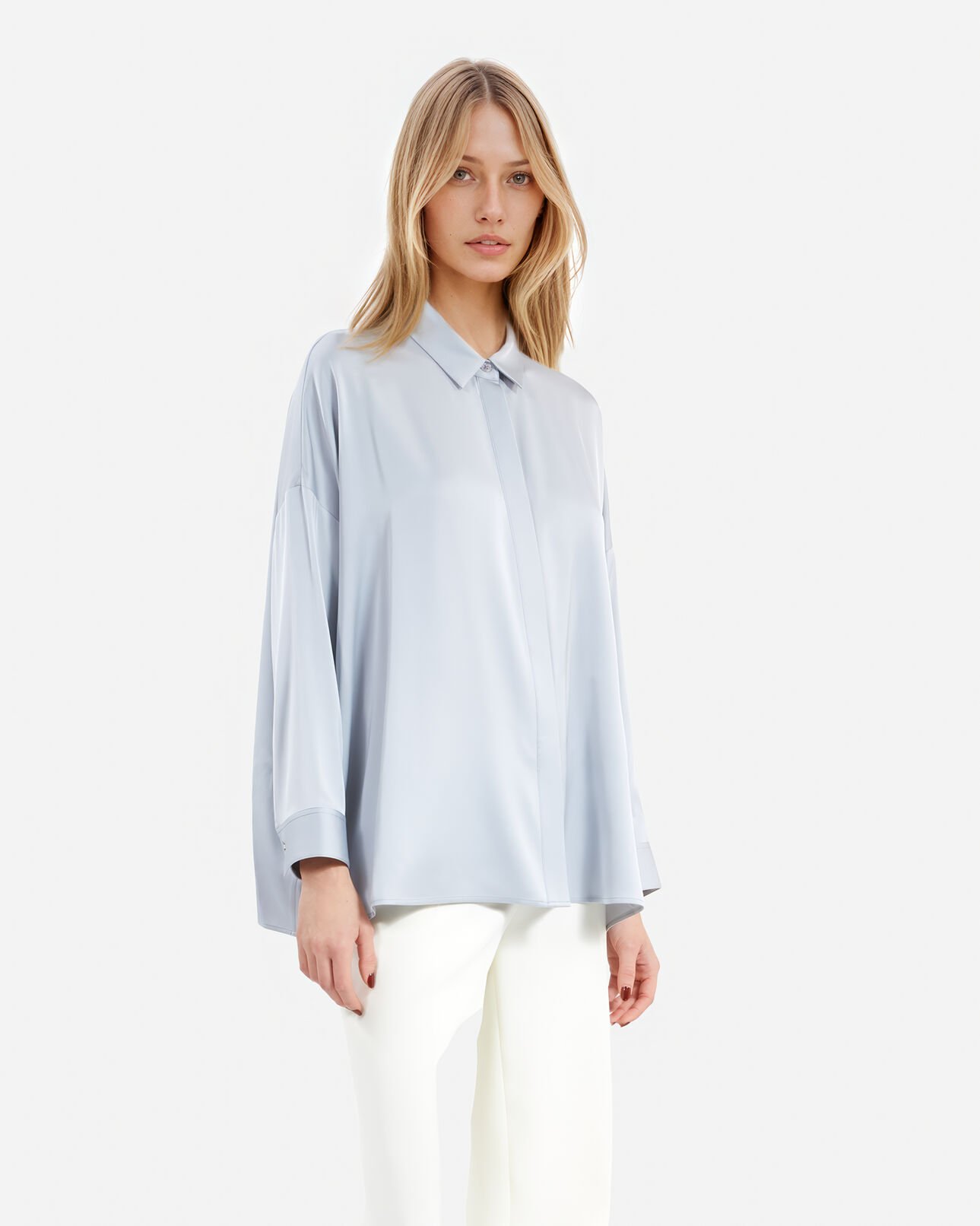 The Kooples DAMEN BLUE GREY weites hemd aus seide in blau
