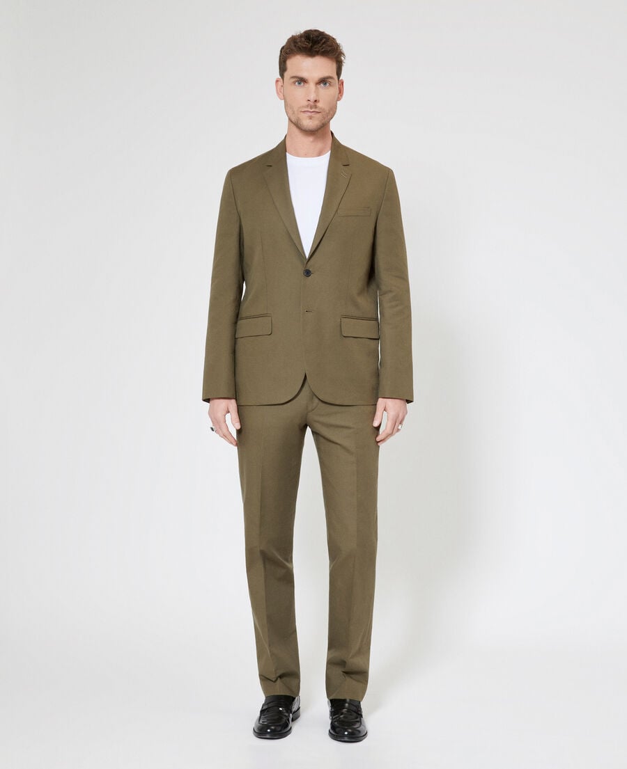 The Kooples MEN KAKI khaki cotton linen suit jacket