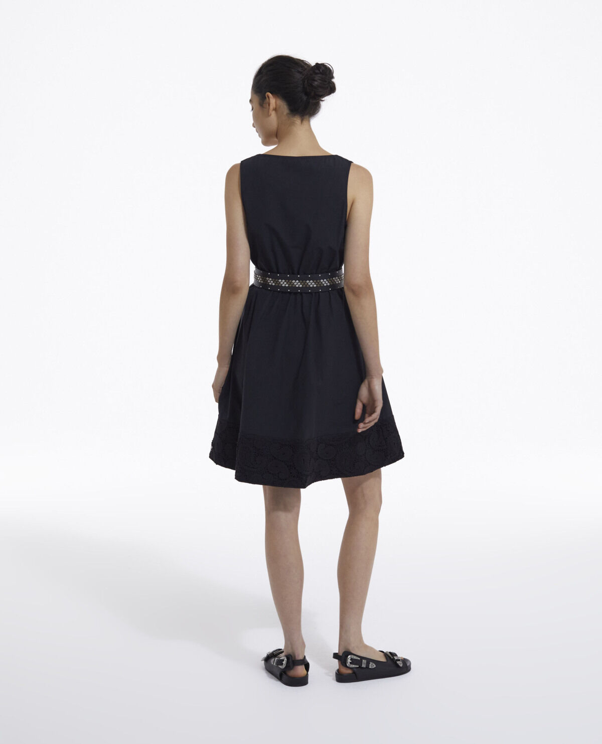 Sleeveless short black dress with pockets The Kooples US