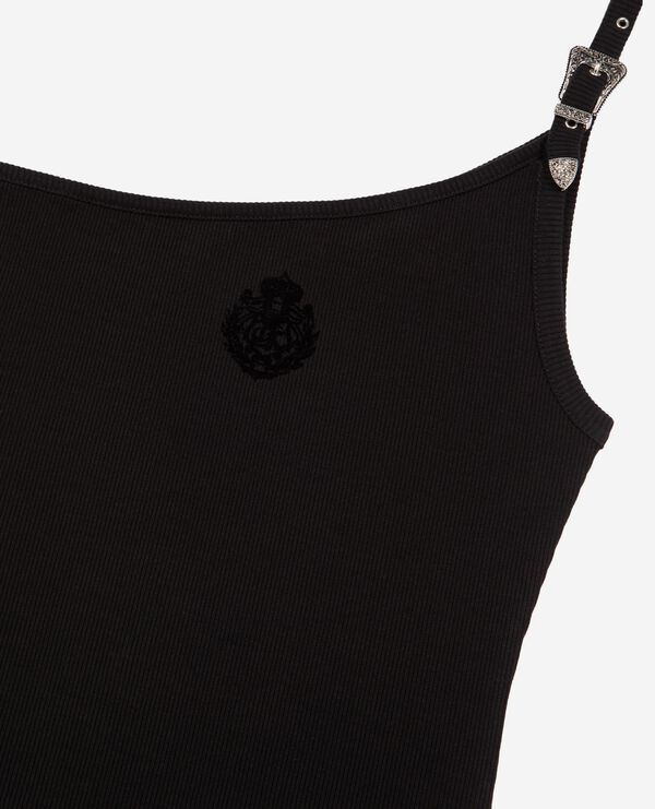The Kooples FEMME BLACK débardeur asymétrique côtelé noir