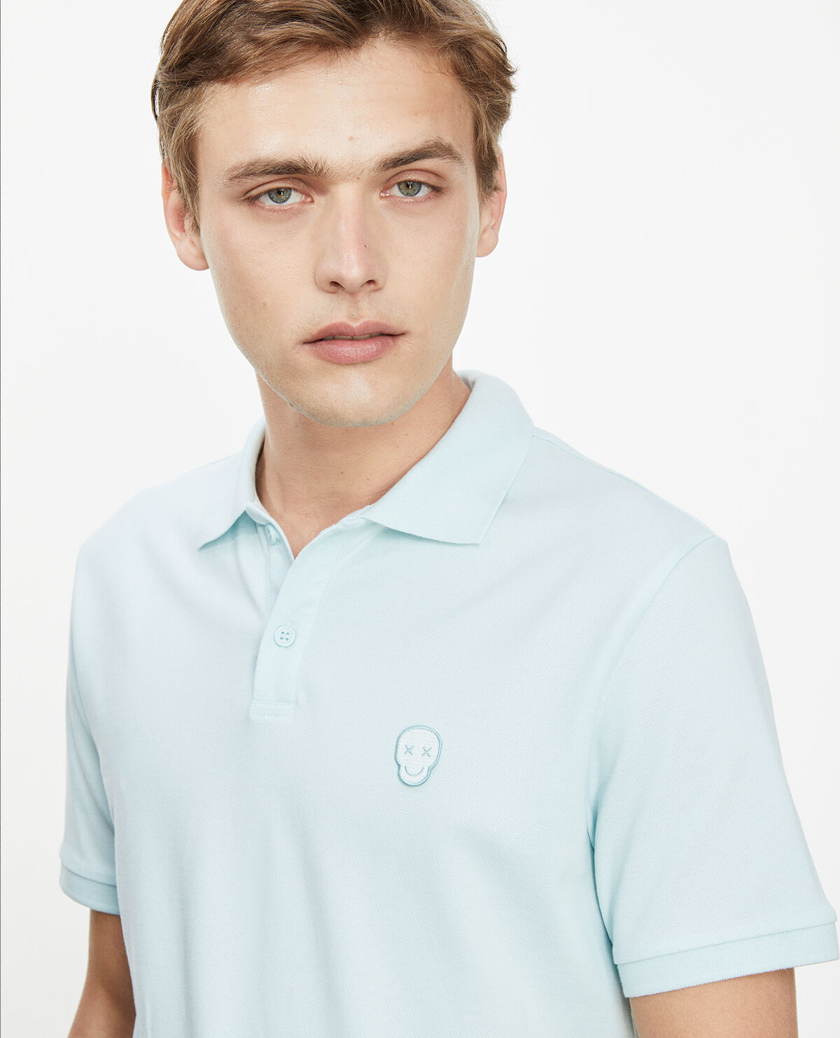 Camisa polo algodon verde menta botones