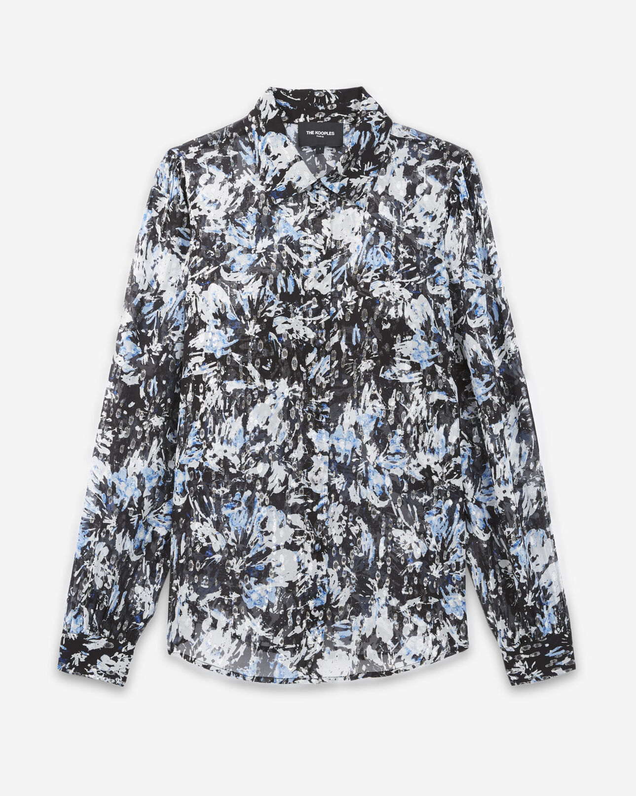 The Kooples FEMME BLUE WHITE chemise bleue et blanche ajustée motifs