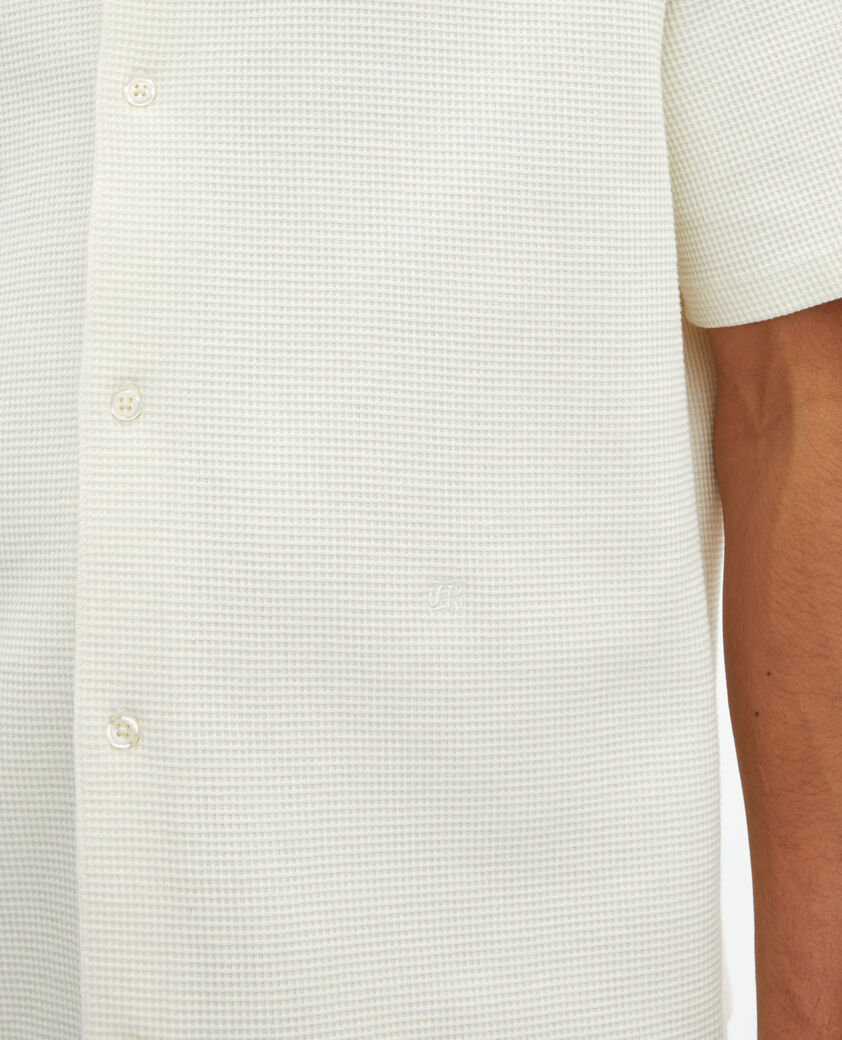 The Kooples HOMME ECRU chemise manches courtes nid d'abeille écrue