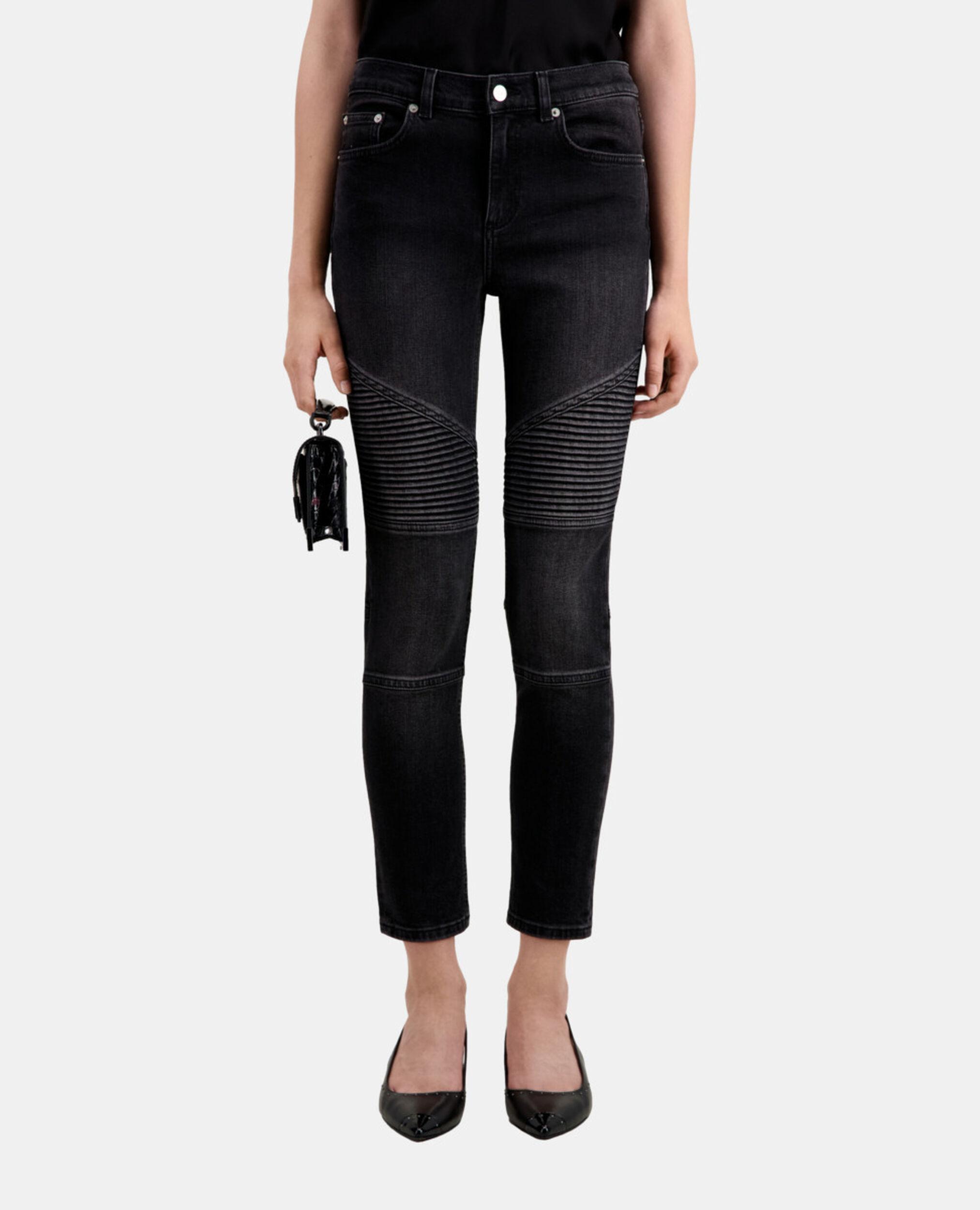 Jean biker slim noir, BLACK WASHED, hi-res image number null