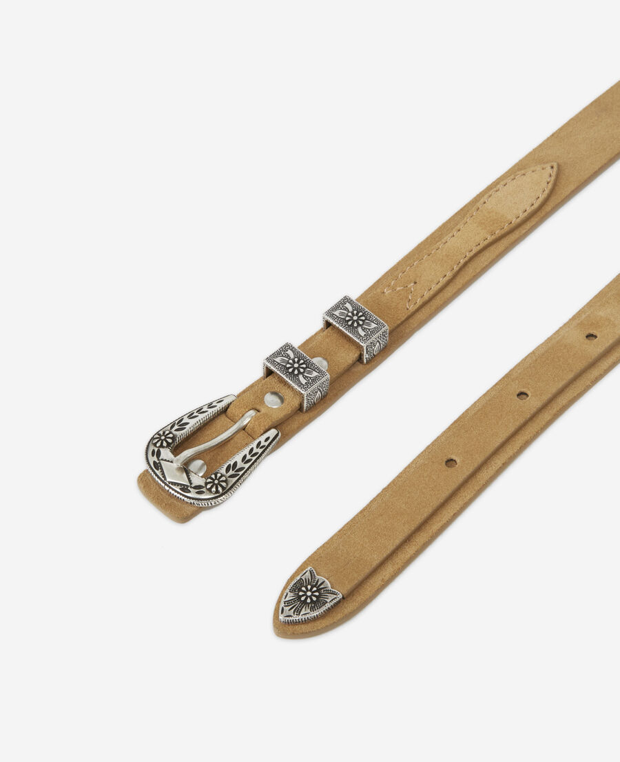 ceinture cuir camel lisse à boucle western