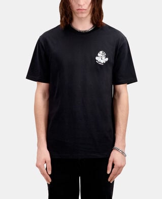 The Kooples H BLACK men's black t-shirt with vintage skull embroidery
