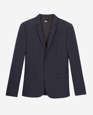 The Kooples H NAVY / BLACK navy blue micro-pattern wool suit jacket