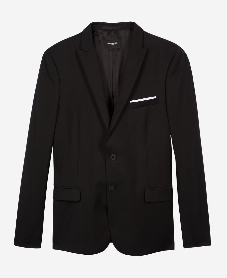 The Kooples H BLACK black wool suit jacket with pocket square 