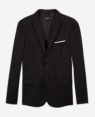 The Kooples H BLACK black wool suit jacket with pocket square 