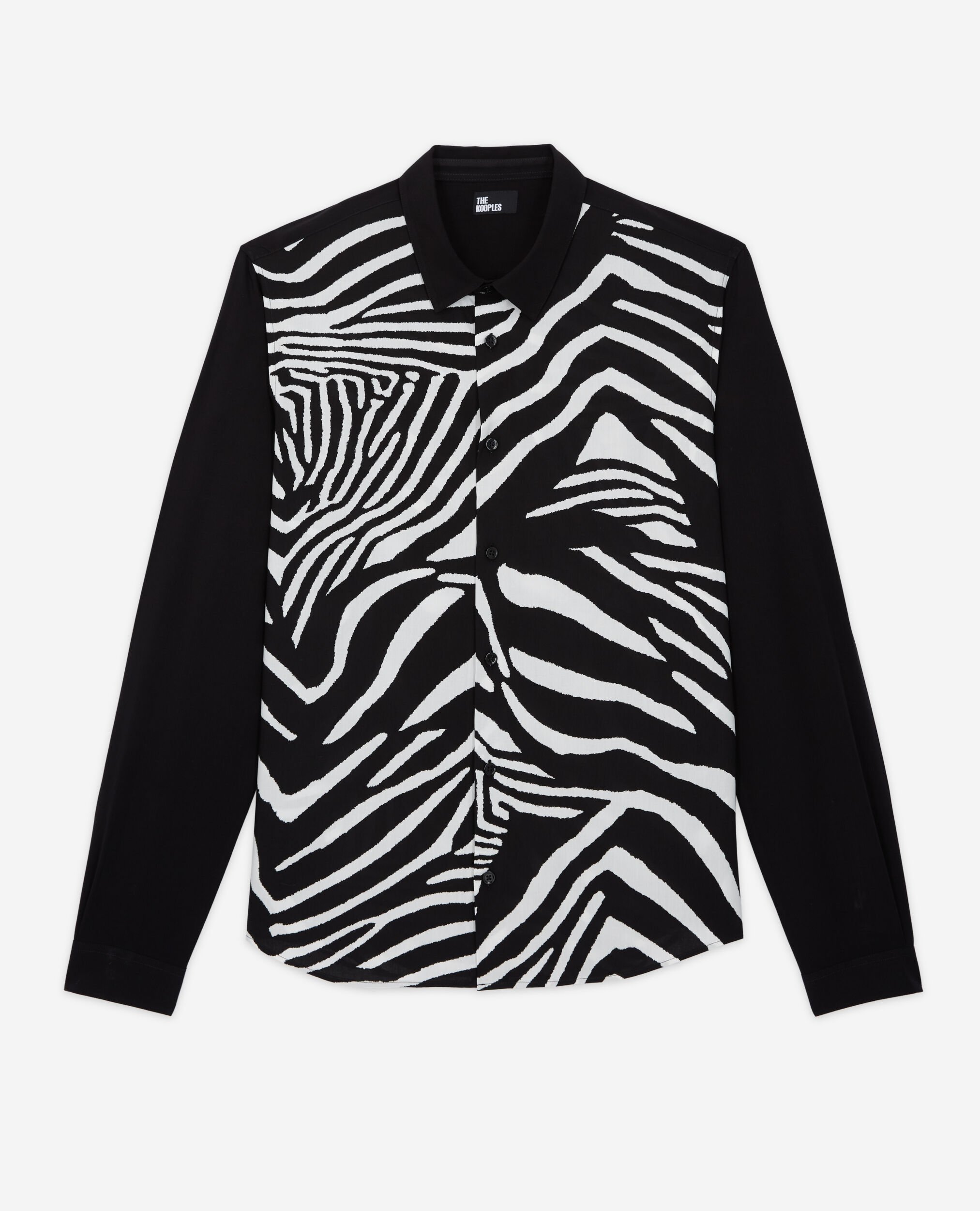 Chemise col classique imprimée, BLACK WHITE, hi-res image number null