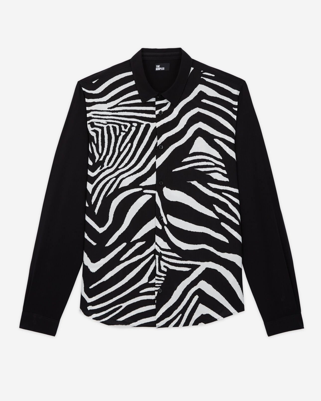The Kooples HERREN BLACK WHITE hemd mit klassischem kragen und print