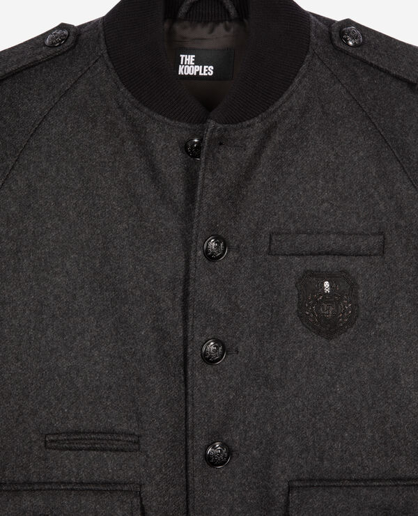 The Kooples MEN DARK GREY grey teddy jacket