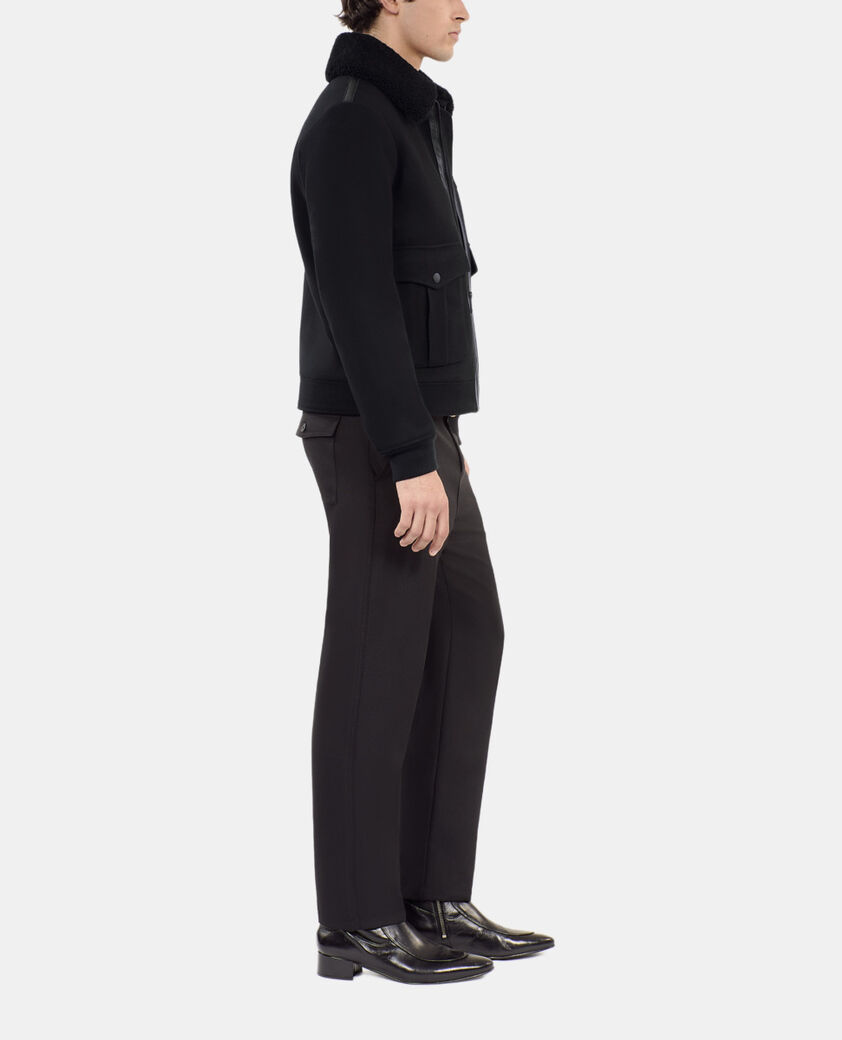 The Kooples HOMME BLACK blouson aviateur en laine mélangée noir
