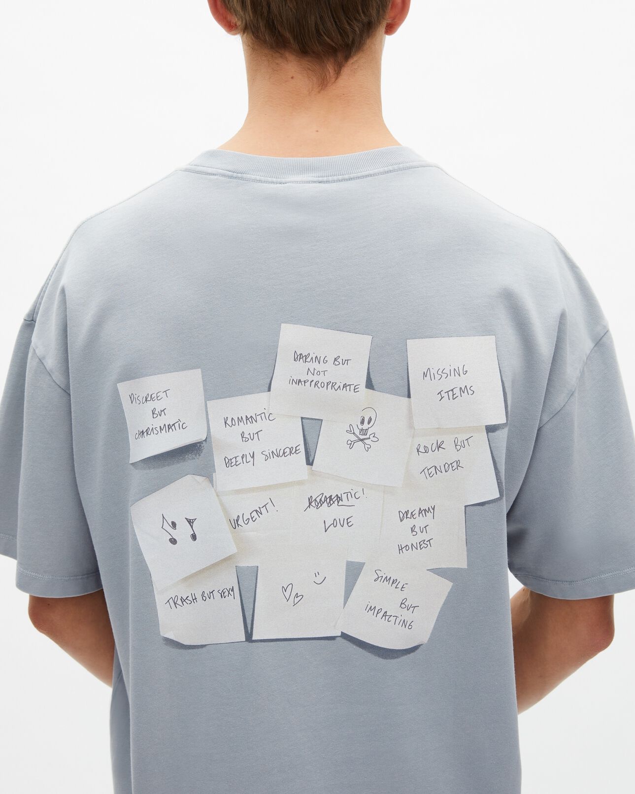 The Kooples MEN BLUE GREY t-shirt with blue screen print