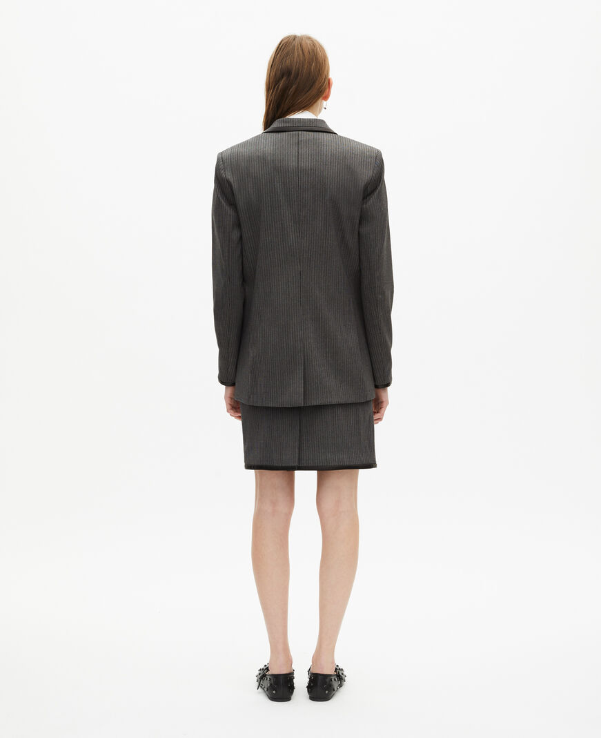 The Kooples WOMEN DARK GREY grey wool-blend striped jacket