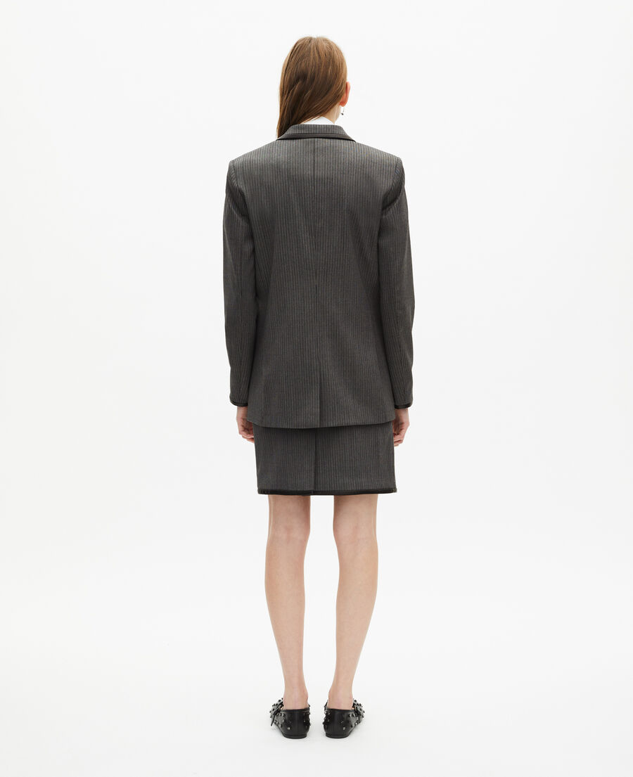 The Kooples FEMME DARK GREY veste à rayures en laine mélangée grise