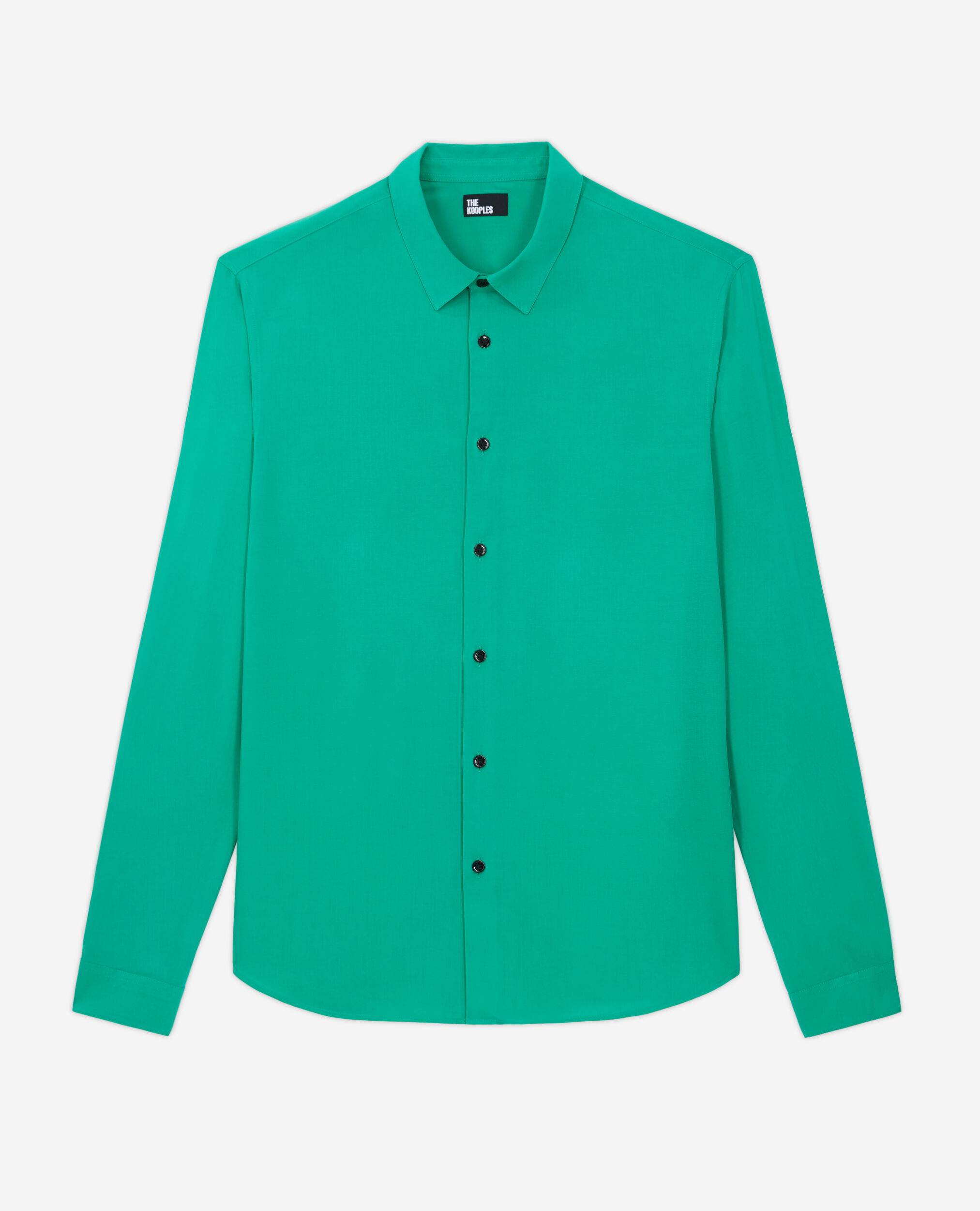 Classic collar green shirt, GREEN, hi-res image number null