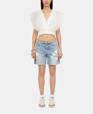 The Kooples F WHITE white short top in english embroidery