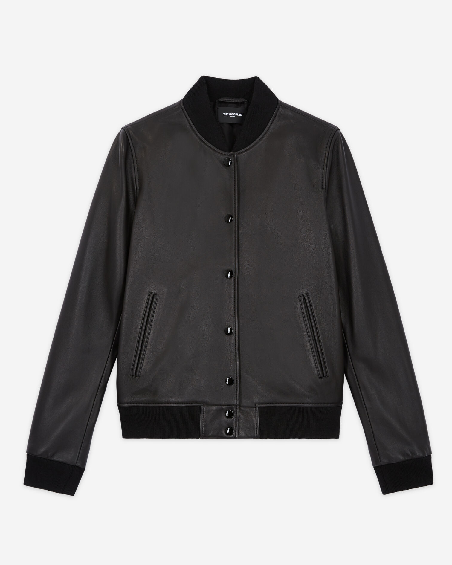 Blouson en cuir noir, BLACK, hi-res image number null