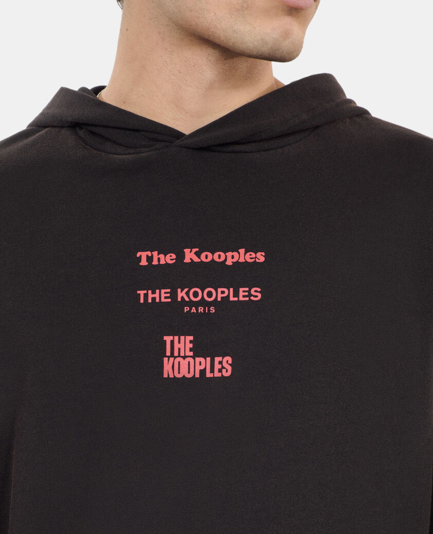 The Kooples HOMME BLACK WASHED t-shirt manches longues avec s&eacute;rigraphie noir