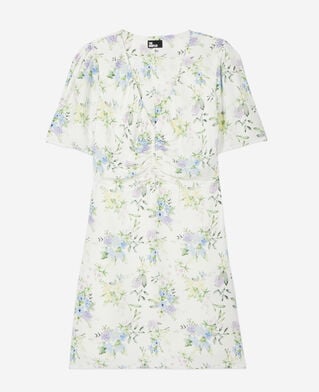 The Kooples DAMEN LIGHT BLUE/WHITE kurzes kleid mit raffungen und print