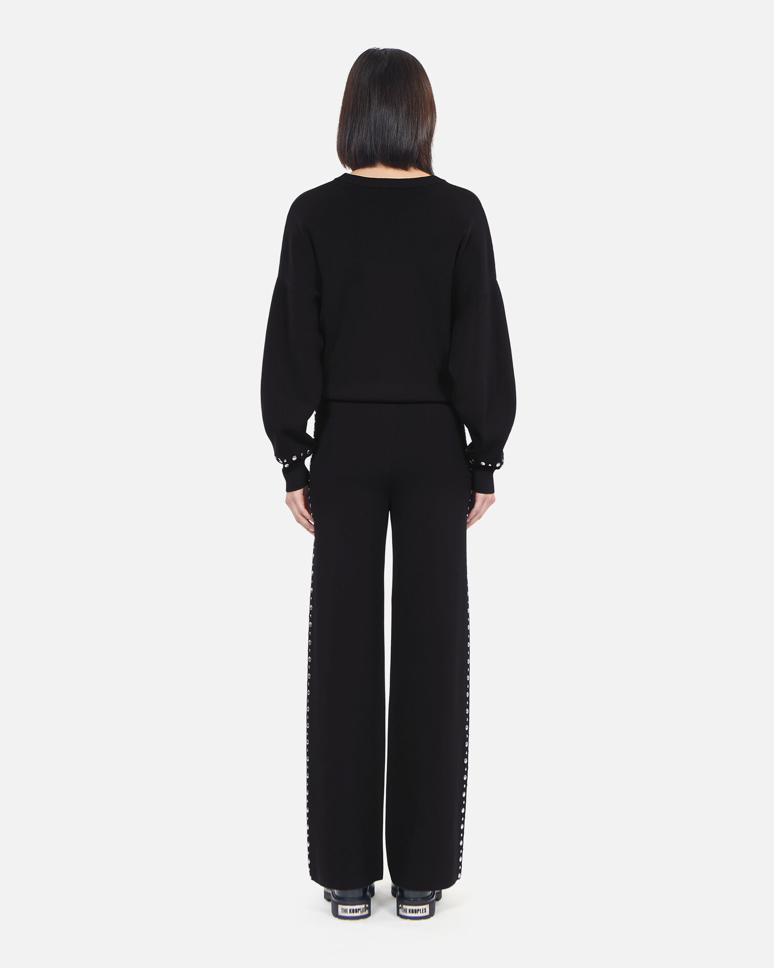 Pantalon en maille noir, BLACK, hi-res image number null