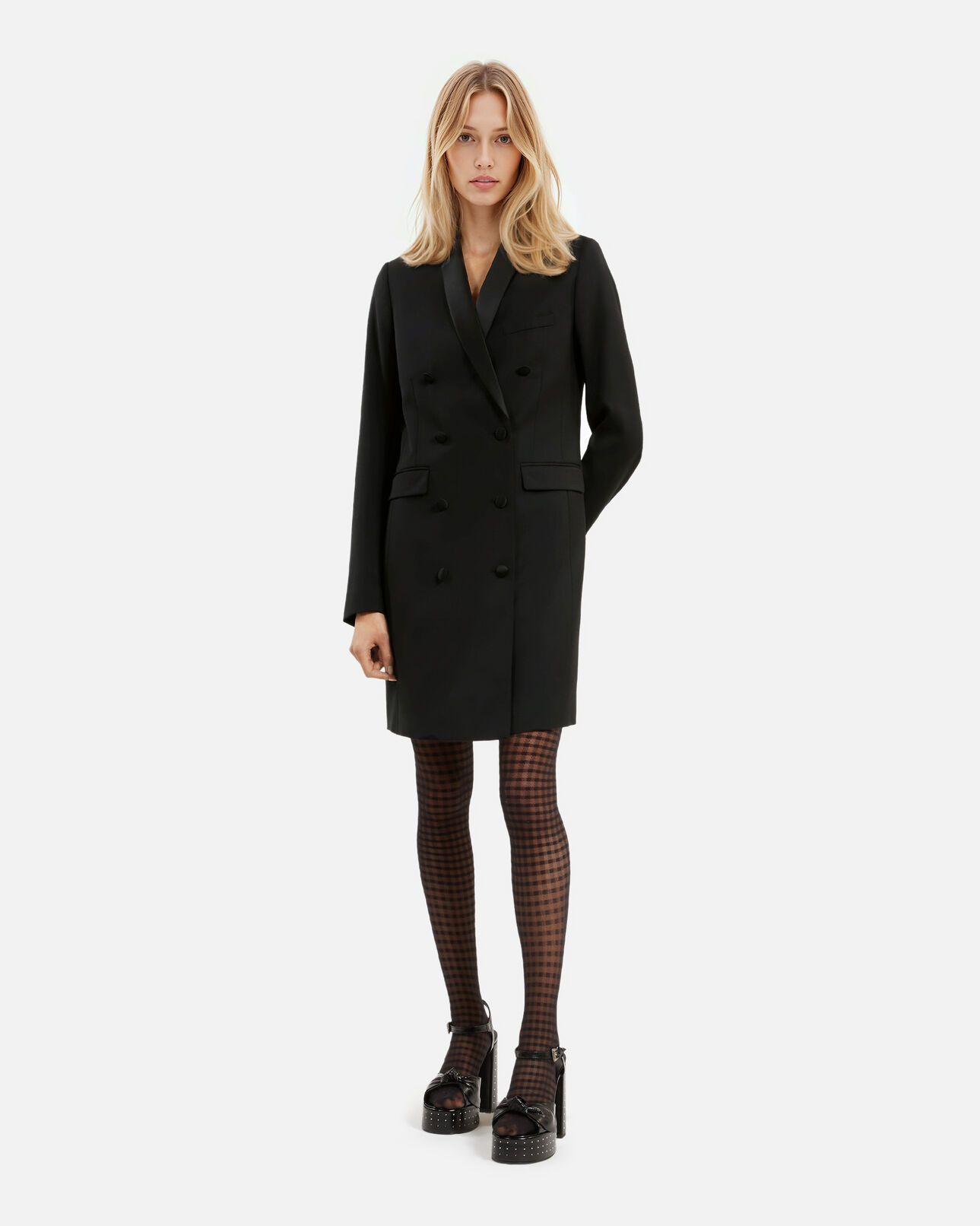 The Kooples FEMME BLACK robe tailleur longue noire
