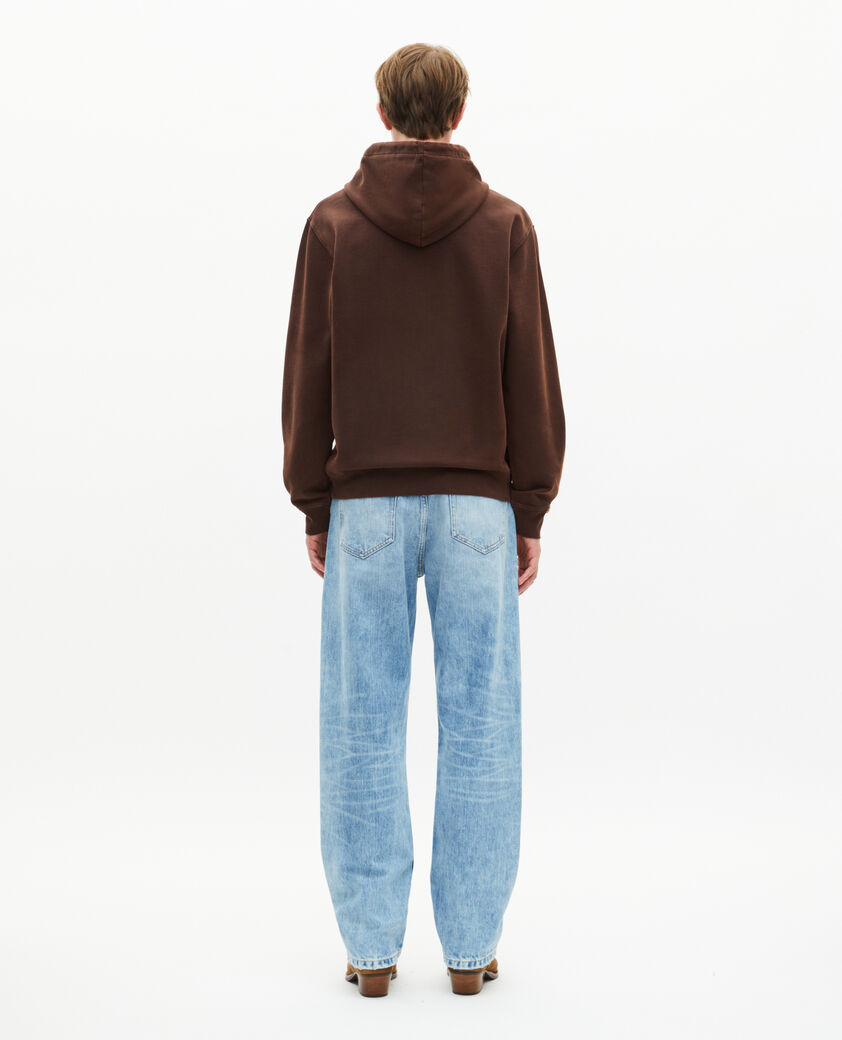 The Kooples HERREN BROWN kapuzen-sweatshirt mit brauner stickerei