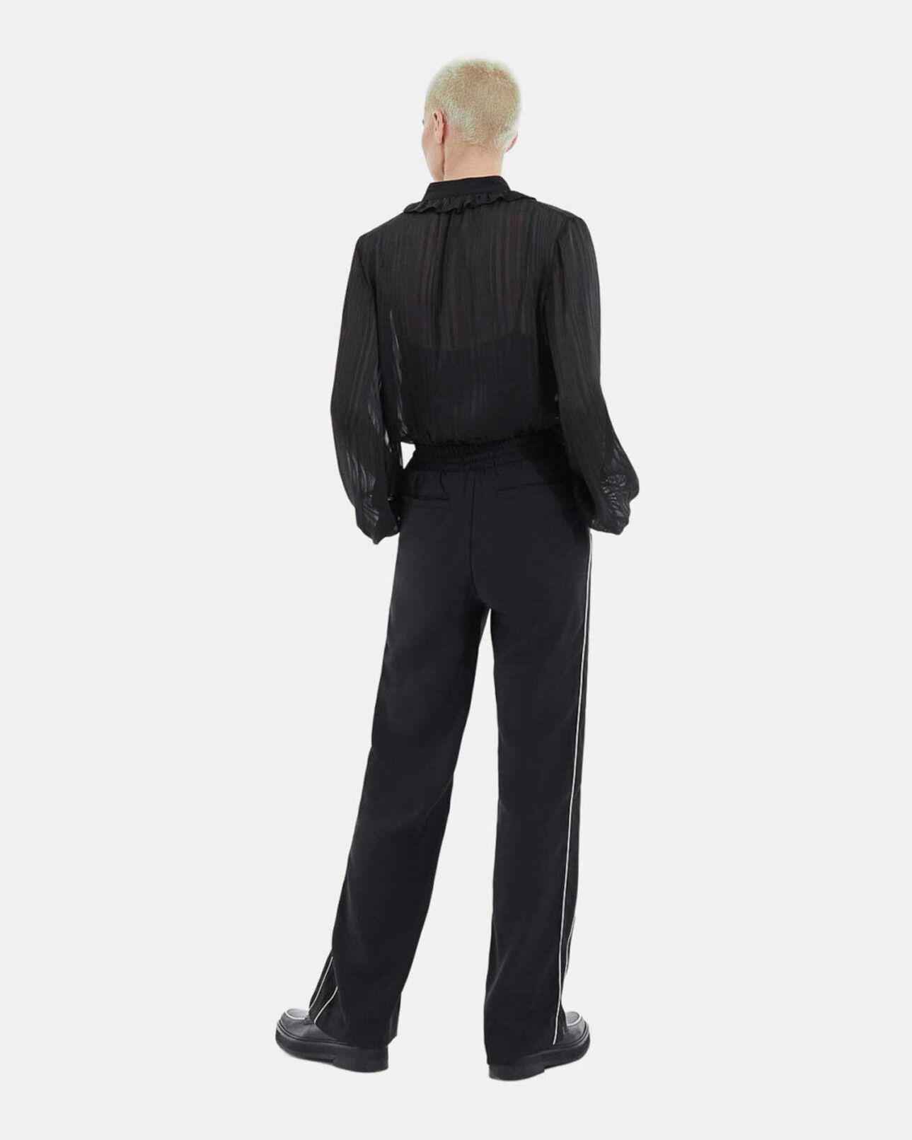 The Kooples WOMEN BLACK flowing black satin pants with drawstring